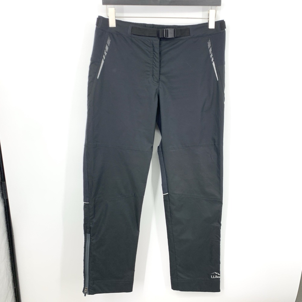 LL Bean Women Size Large Pants Black‎ Slim Straight Leg Belted Hike Stretch